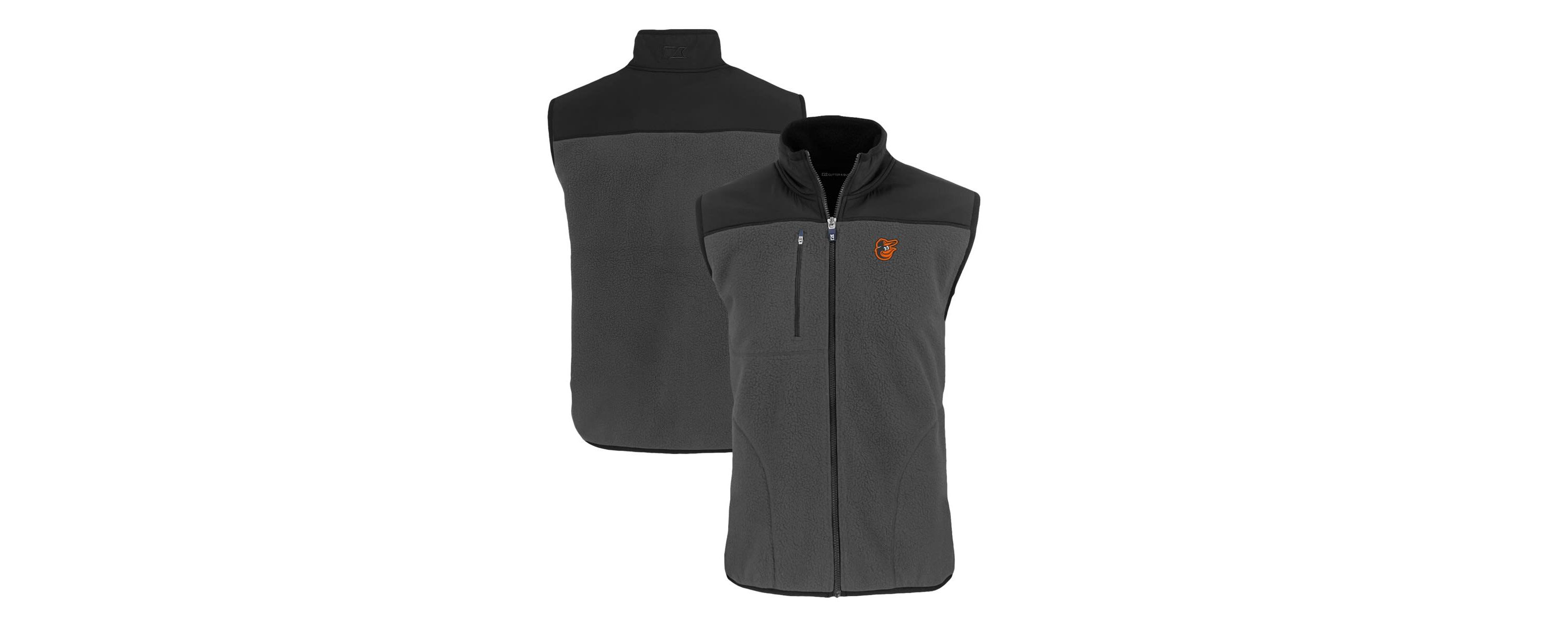 MLB Gray/Black Baltimore Orioles Cascade Eco Sherpa Fleece Full-Zip Vest