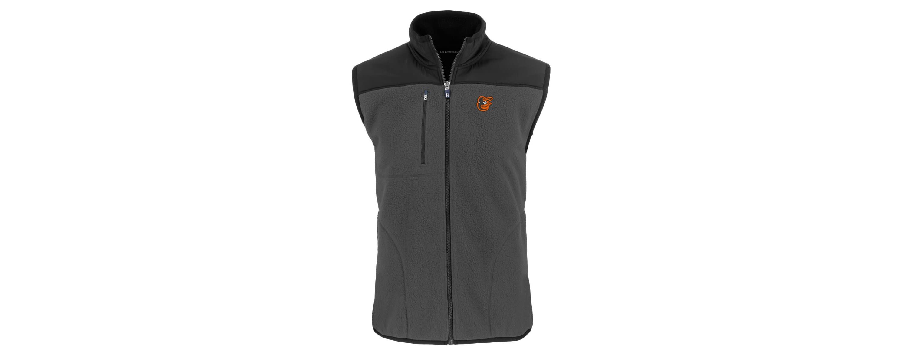 MLB Gray/Black Baltimore Orioles Cascade Eco Sherpa Fleece Full-Zip Vest