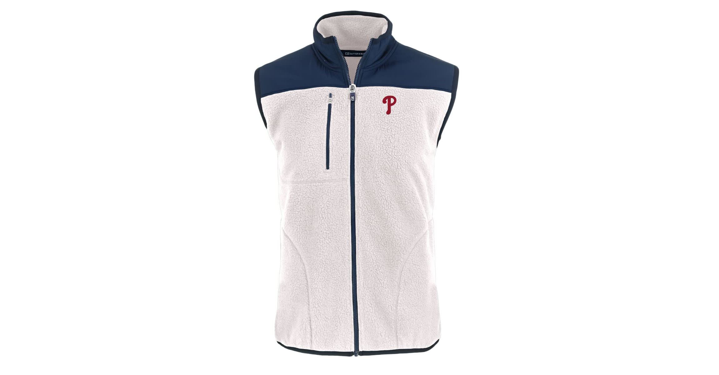 MLB White/Navy Philadelphia Phillies Cascade Eco Sherpa Fleece Full-Zip Vest