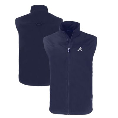 Cutter & Buck Men's MLB Atlanta Braves Charter Eco Recycled Full-Zip Vest, Navy Blue, X-Large