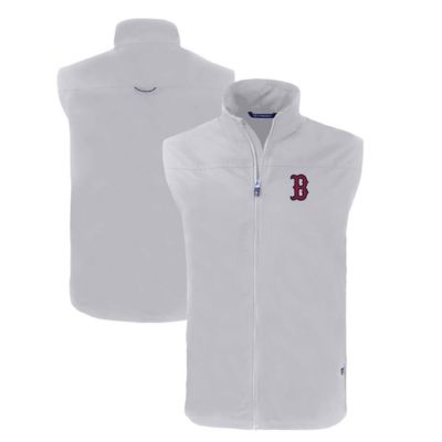 Cutter & Buck Men's Boston Red Sox MLB Boston Sox Charter Eco Recycled Full-Zip Vest, Gray, 2XL