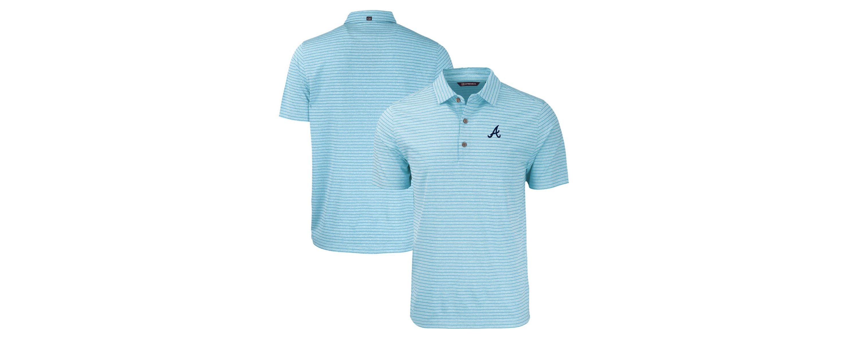 MLB Powder Atlanta Braves Forge Eco ed Stripe Stretch Recycled Polo