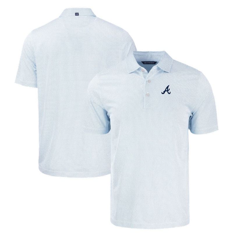 MLB Light Atlanta Braves Pike Eco Symmetry Print Stretch Recycled Polo