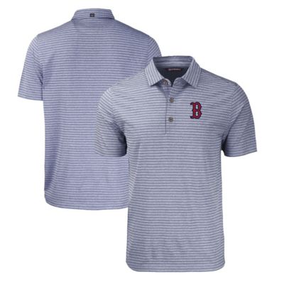 Cutter & Buck Men's Boston Red Sox MLB Boston Sox Forge Eco ed Stripe Stretch Recycled Polo, Navy Blue, 2XL