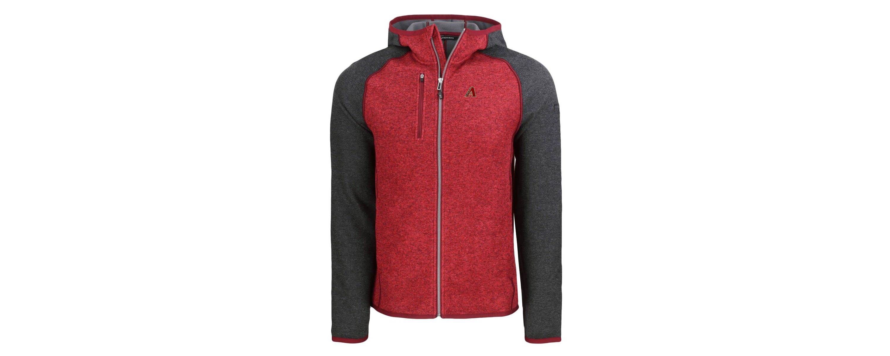 MLB Heather Charcoal/Red Arizona Diamondbacks Mainsail Full-Zip Hooded Jacket