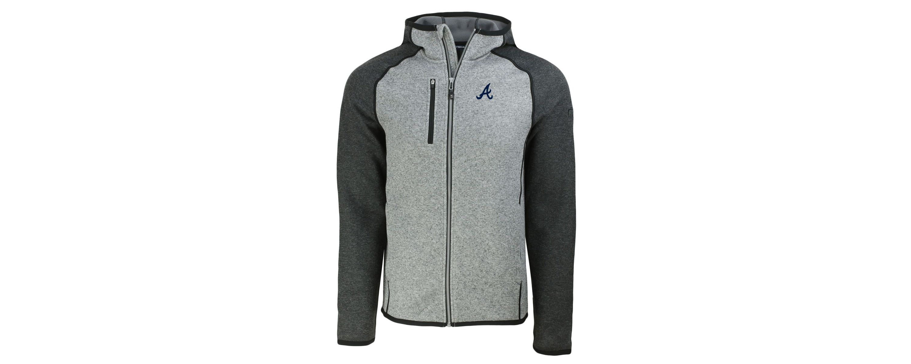 MLB Heather Charcoal/Heather Atlanta Braves Mainsail Full-Zip Hooded Jacket