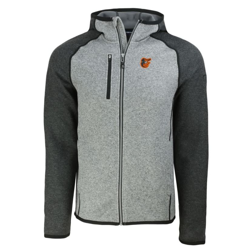 MLB Heather Charcoal/Heather Baltimore Orioles Mainsail Full-Zip Hooded Jacket