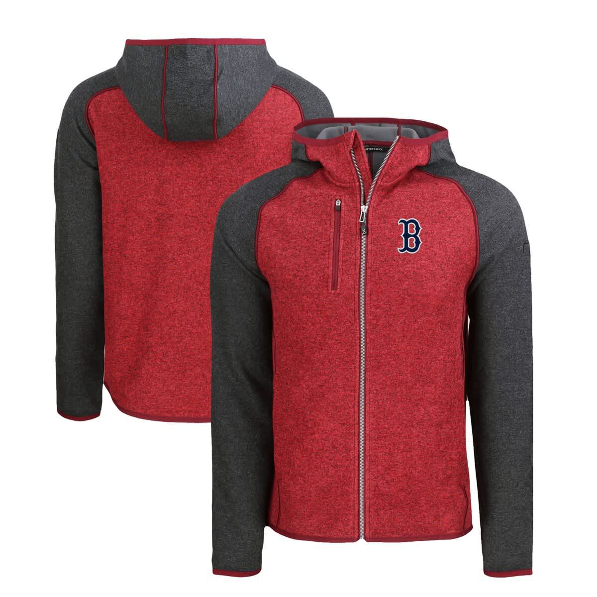 Boston Red Sox MLB Heather Charcoal/Red Boston Sox Mainsail Full-Zip Hooded Jacket