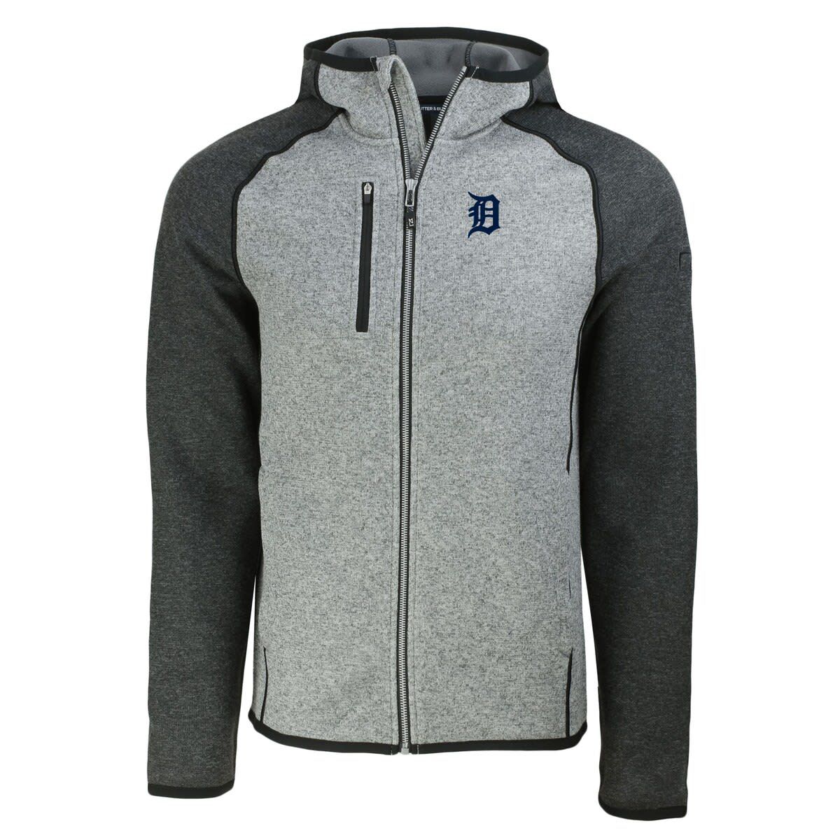 MLB Heather Charcoal/Heather Detroit Tigers Mainsail Full-Zip Hooded Jacket