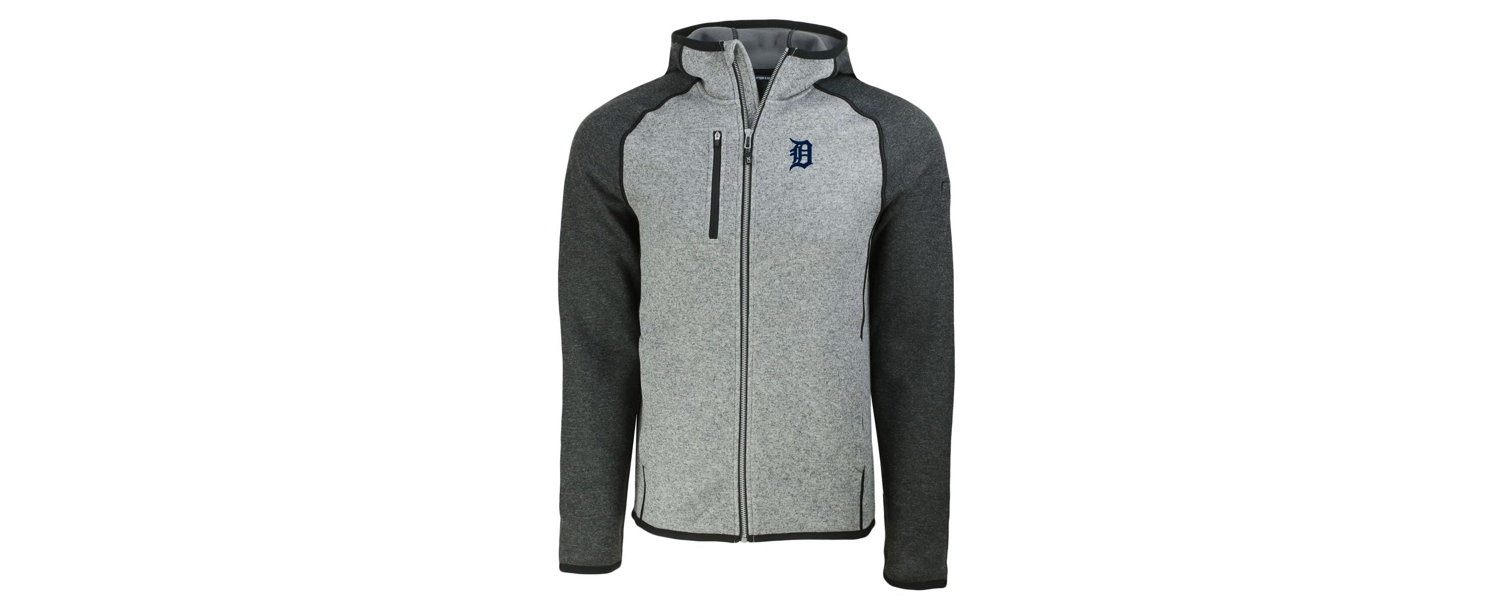 MLB Heather Charcoal/Heather Detroit Tigers Mainsail Full-Zip Hooded Jacket