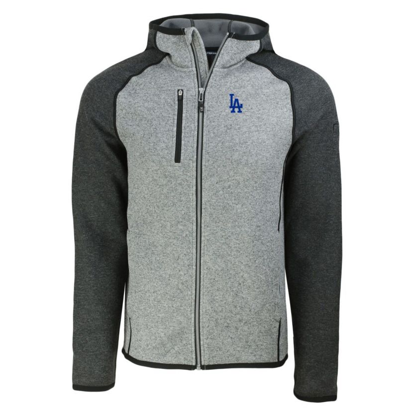 MLB Heather Charcoal/Heather Los Angeles Dodgers Mainsail Full-Zip Hooded Jacket