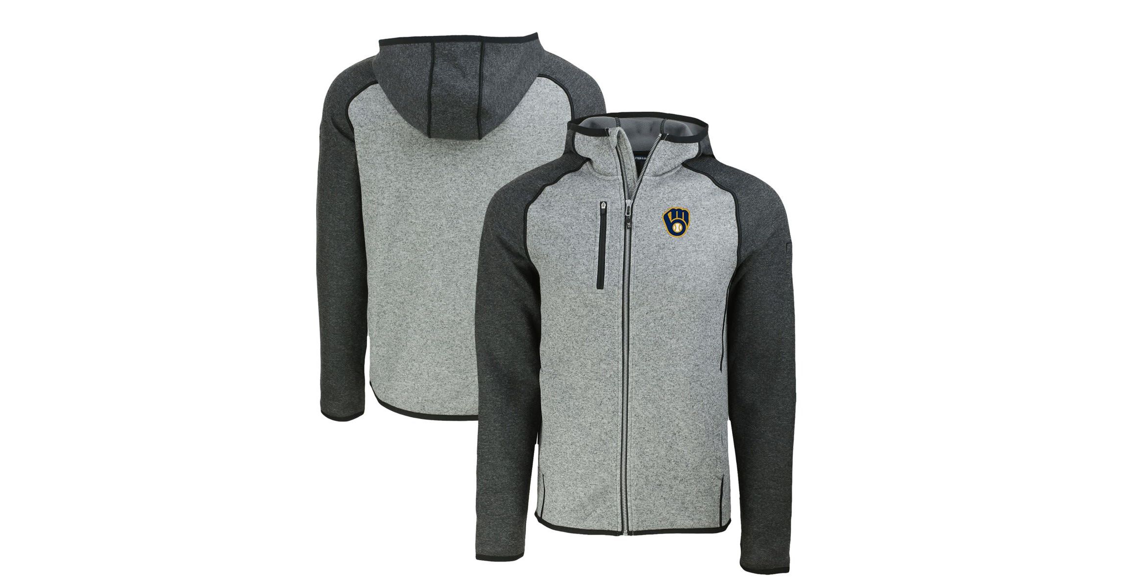 MLB Heather Charcoal/Heather Milwaukee Brewers Mainsail Full-Zip Hooded Jacket
