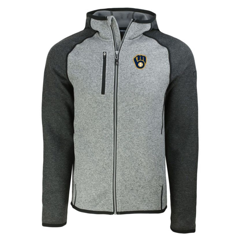 MLB Heather Charcoal/Heather Milwaukee Brewers Mainsail Full-Zip Hooded Jacket