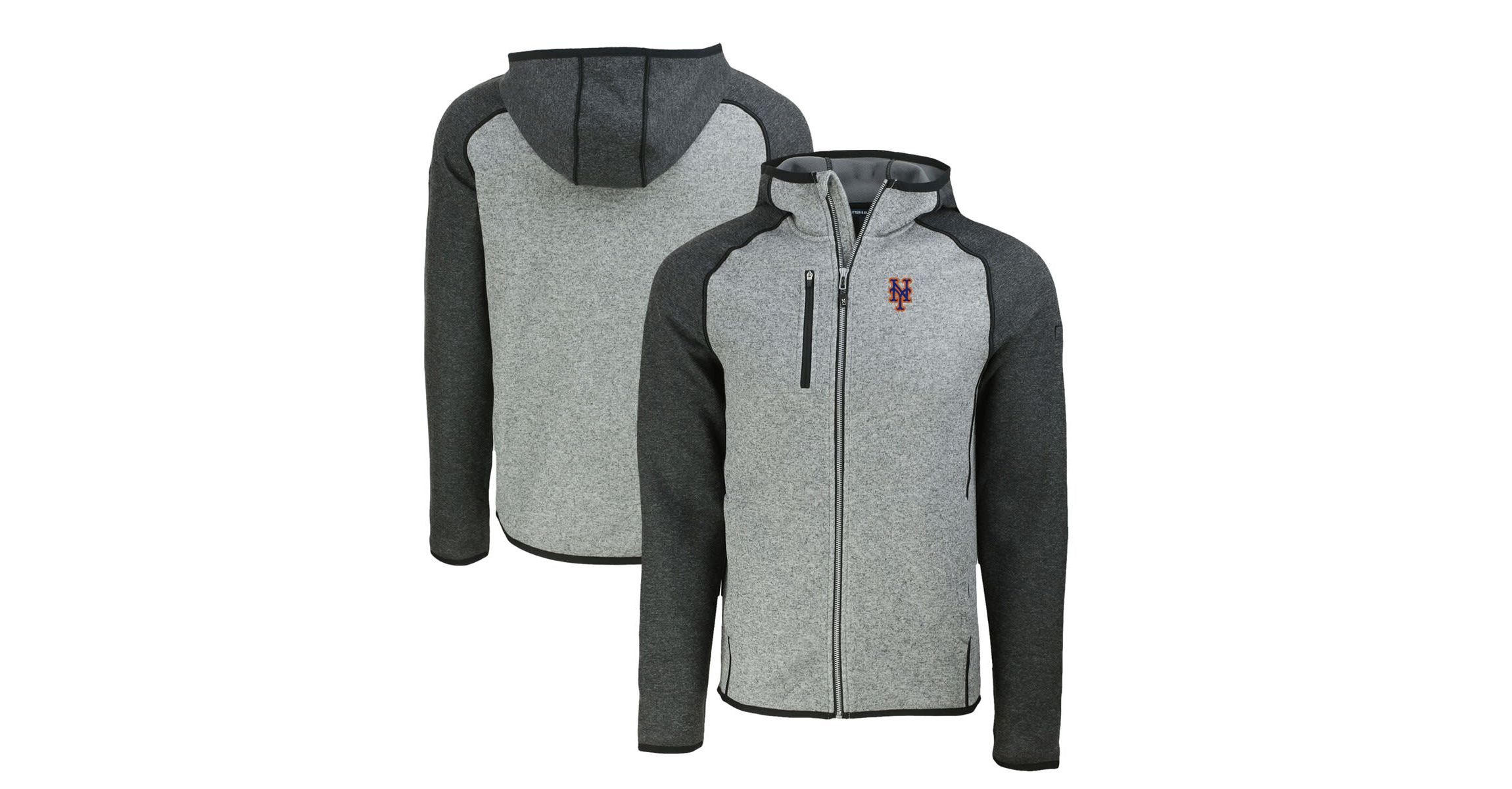 MLB Heather Charcoal/Heather New York Mets Mainsail Full-Zip Hooded Jacket