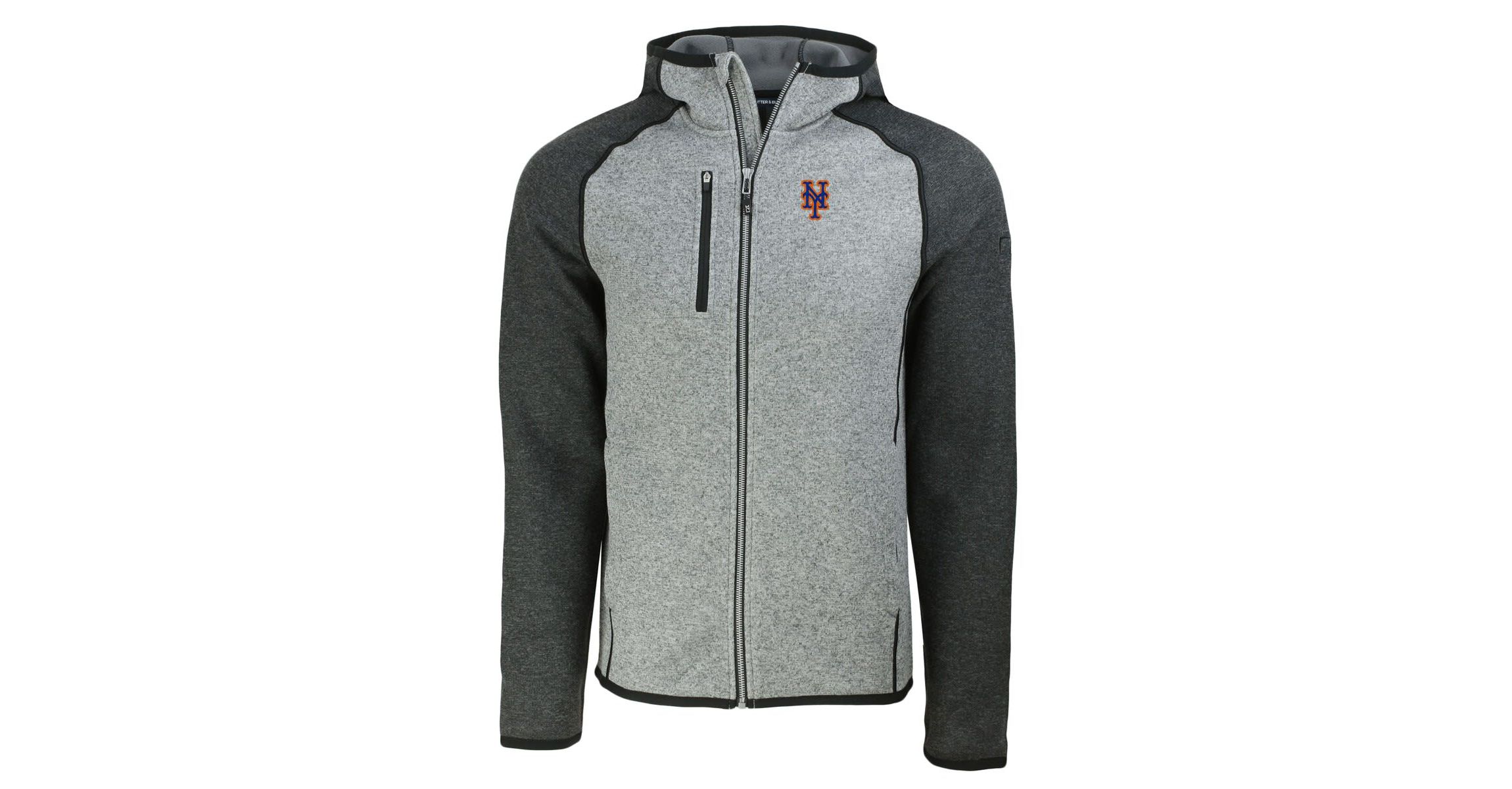 MLB Heather Charcoal/Heather New York Mets Mainsail Full-Zip Hooded Jacket