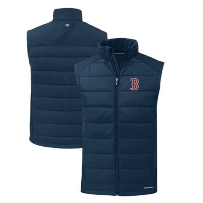 Cutter & Buck Men's Boston Red Sox MLB Boston Sox Evoke Hybrid Eco Softshell Recycled Full-Zip Vest, Navy Blue, Medium