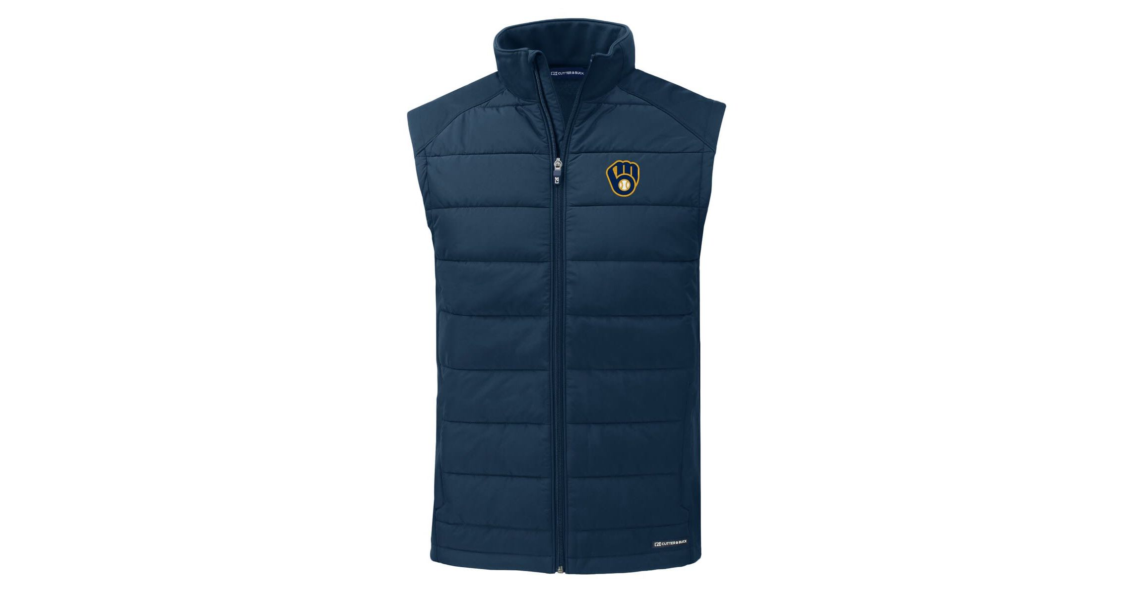 MLB Milwaukee Brewers Evoke Hybrid Eco Softshell Recycled Full-Zip Vest