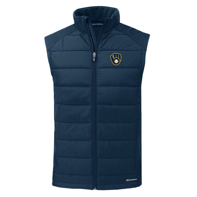 MLB Milwaukee Brewers Evoke Hybrid Eco Softshell Recycled Full-Zip Vest
