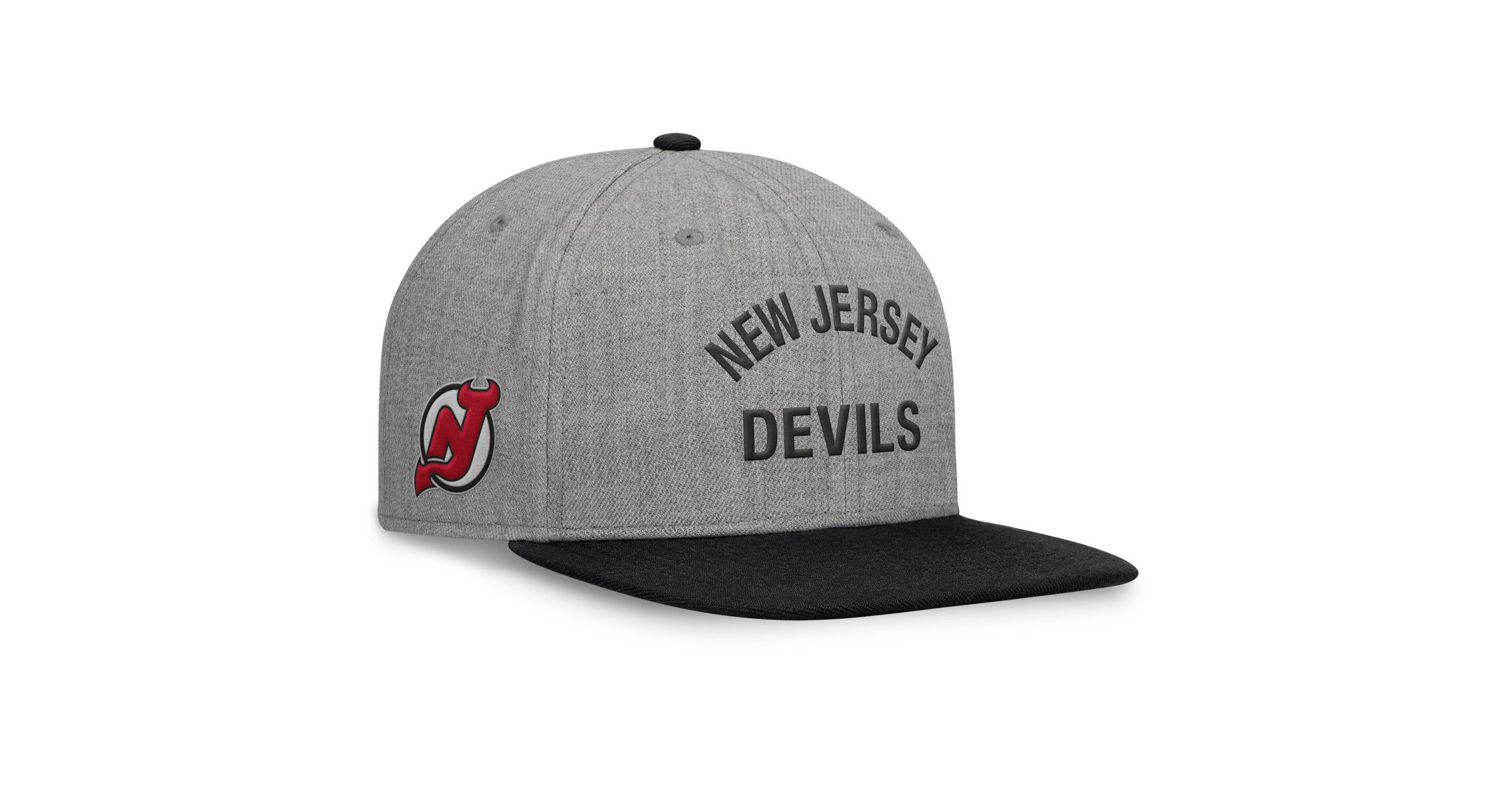 NHL Fanatics Heather New Jersey Devils Elements Flat Brim Leather Strapback Hat