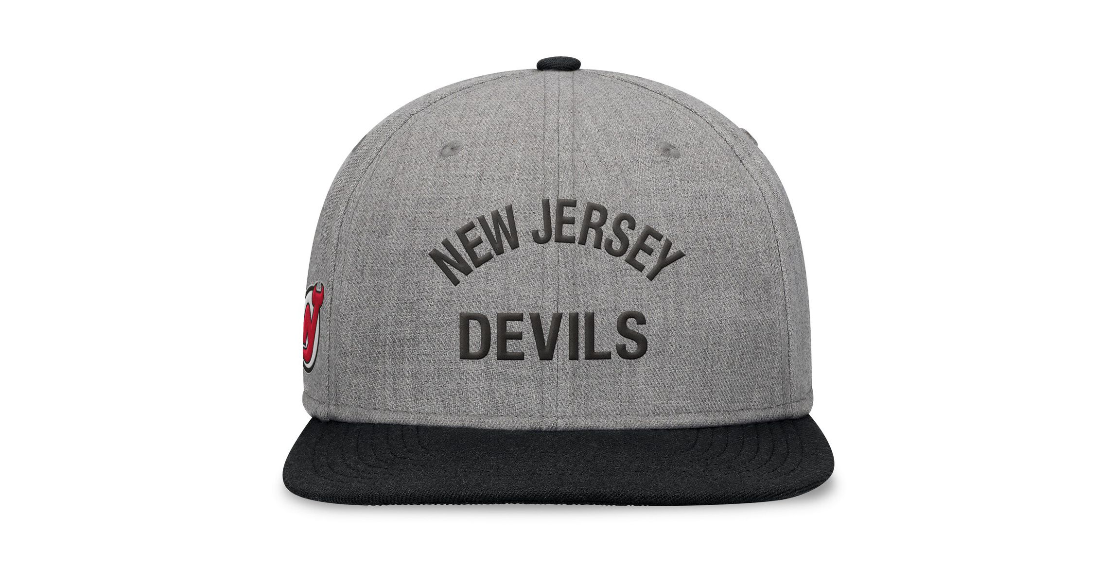 NHL Fanatics Heather New Jersey Devils Elements Flat Brim Leather Strapback Hat