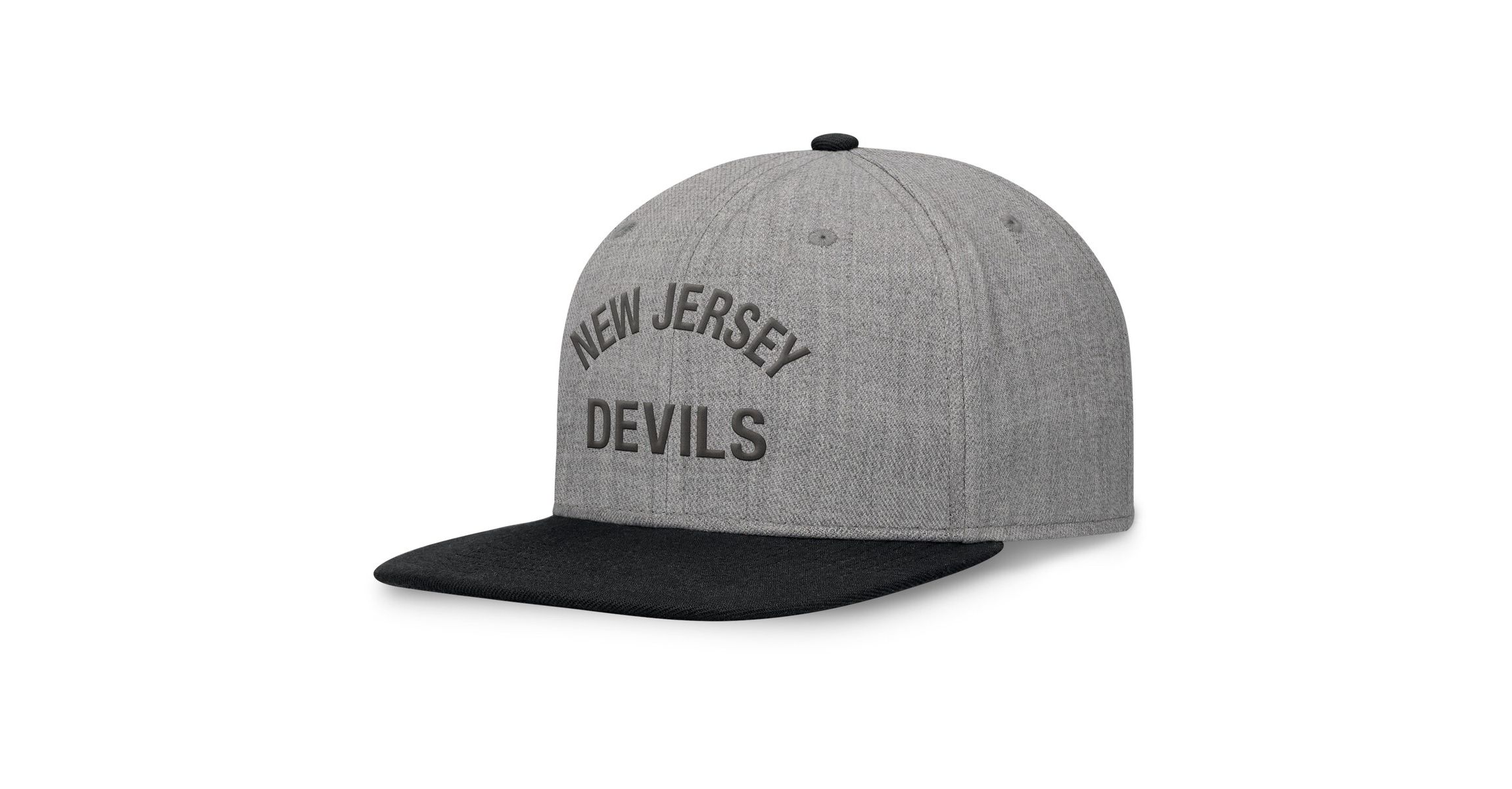 NHL Fanatics Heather New Jersey Devils Elements Flat Brim Leather Strapback Hat