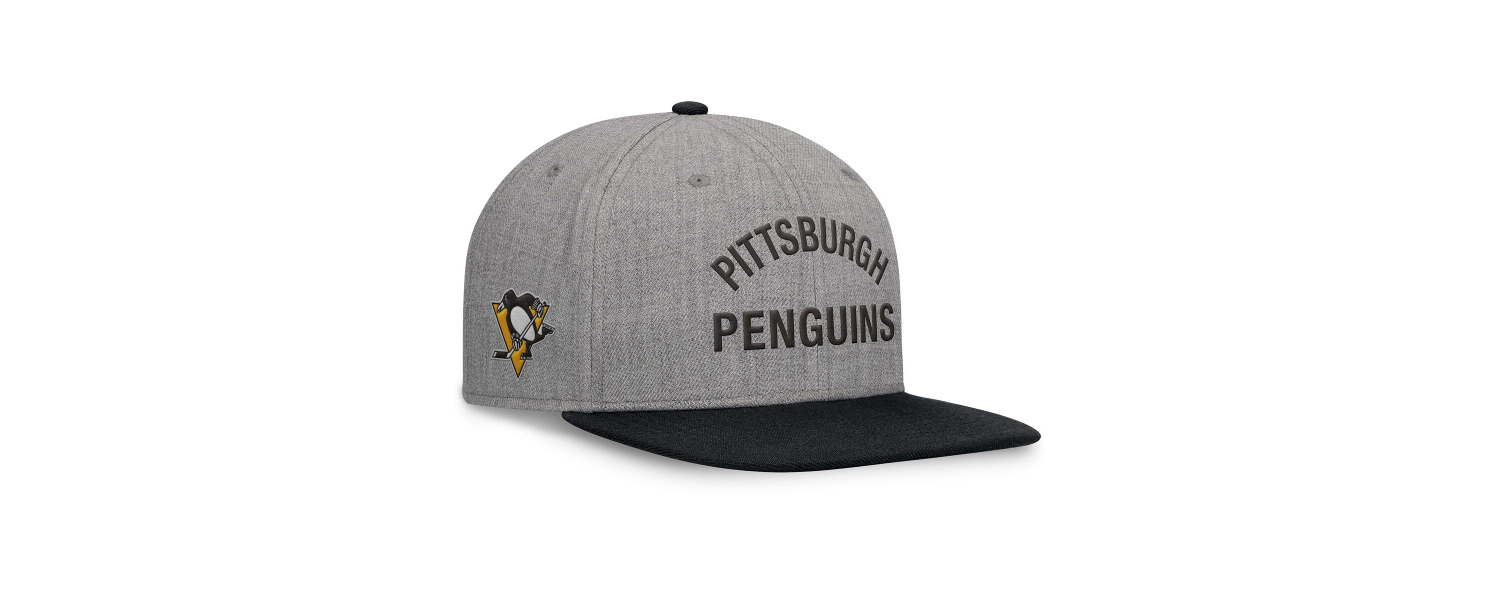 NHL Fanatics Heather Pittsburgh Penguins Elements Flat Brim Leather Strapback Hat
