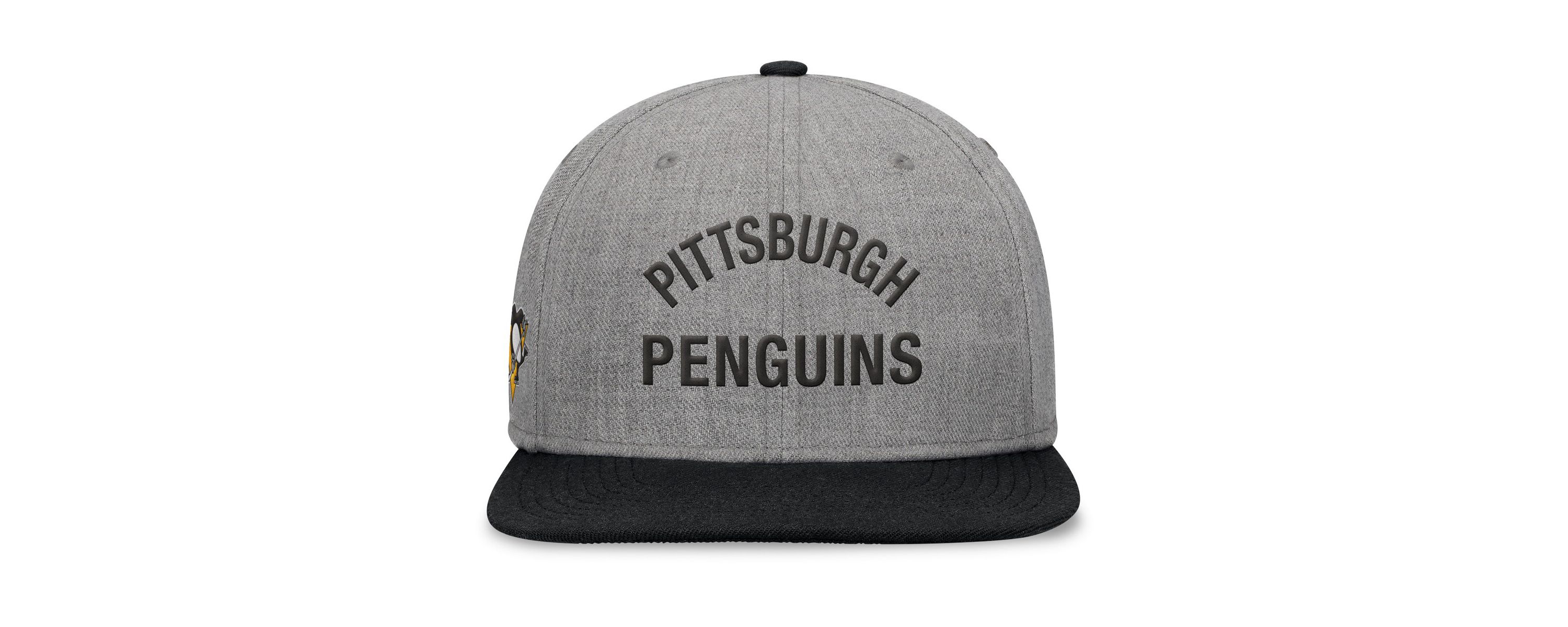 NHL Fanatics Heather Pittsburgh Penguins Elements Flat Brim Leather Strapback Hat