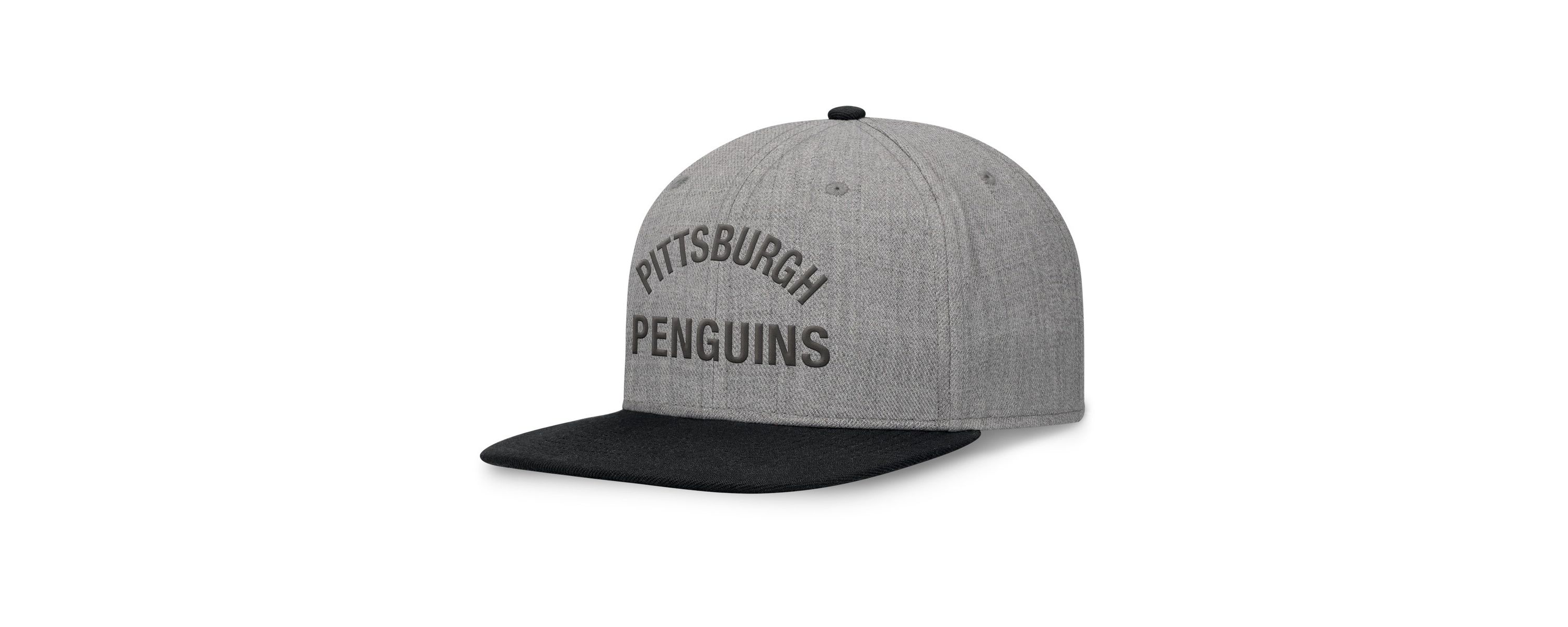 NHL Fanatics Heather Pittsburgh Penguins Elements Flat Brim Leather Strapback Hat
