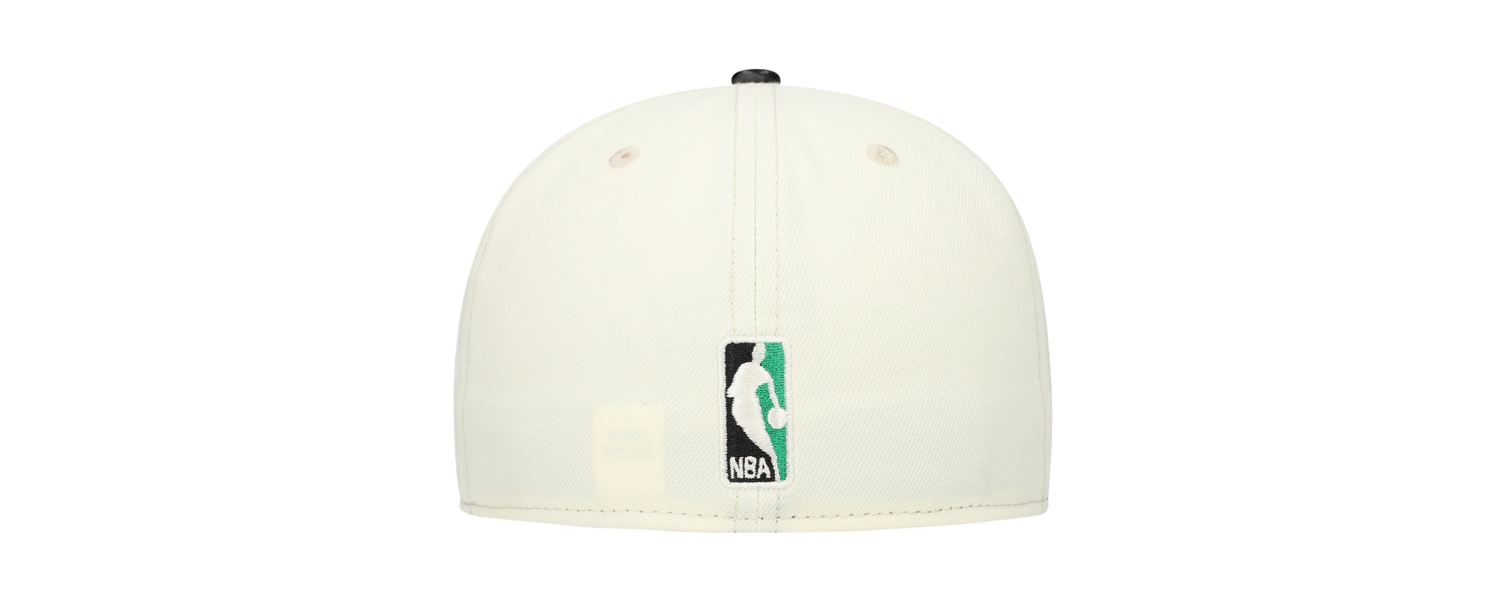 NBA White/Black Boston Celtics Faux Leather Visor Two-Tone 59FIFTY Fitted Hat