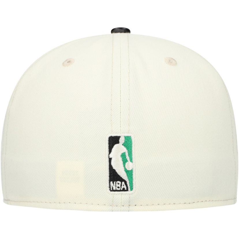 NBA White/Black Boston Celtics Faux Leather Visor Two-Tone 59FIFTY Fitted Hat