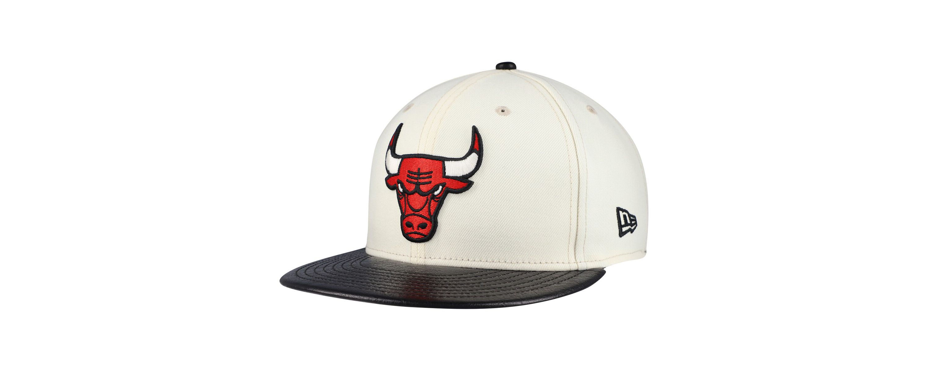 NBA Cream/Black Chicago Bulls Faux Leather Visor Two-Tone 59FIFTY Fitted Hat
