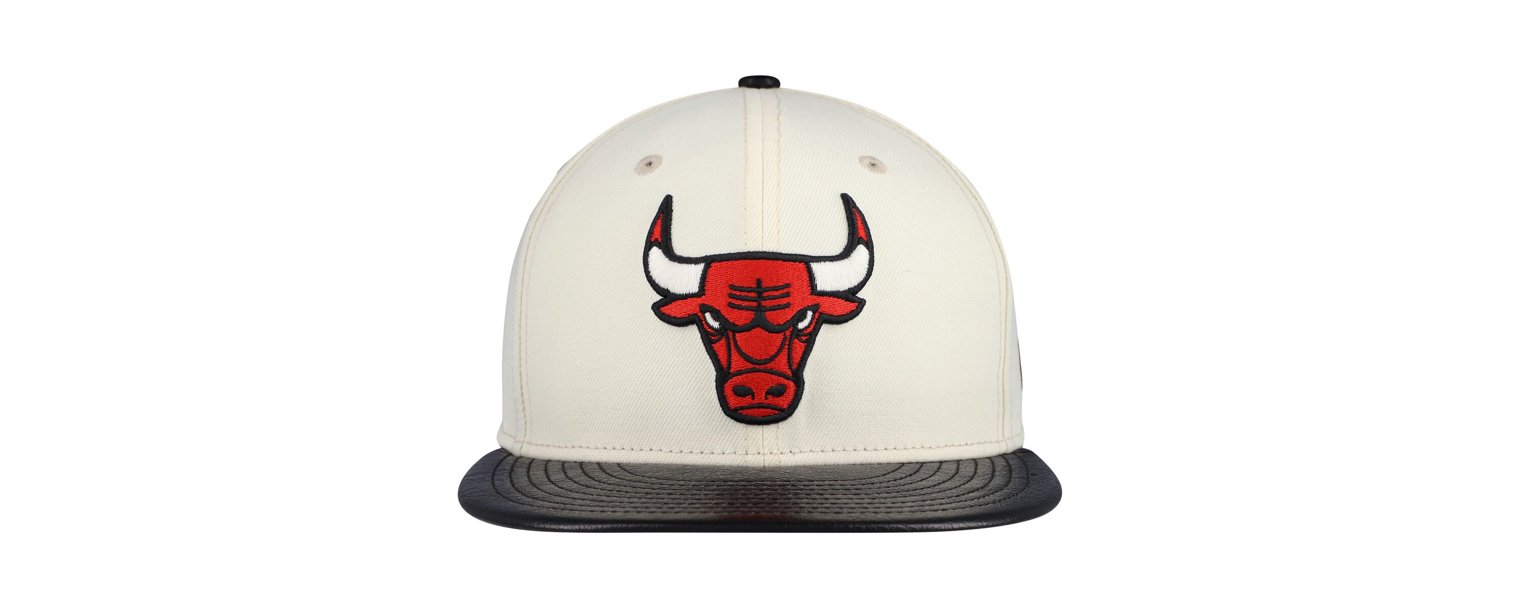 NBA Cream/Black Chicago Bulls Faux Leather Visor Two-Tone 59FIFTY Fitted Hat