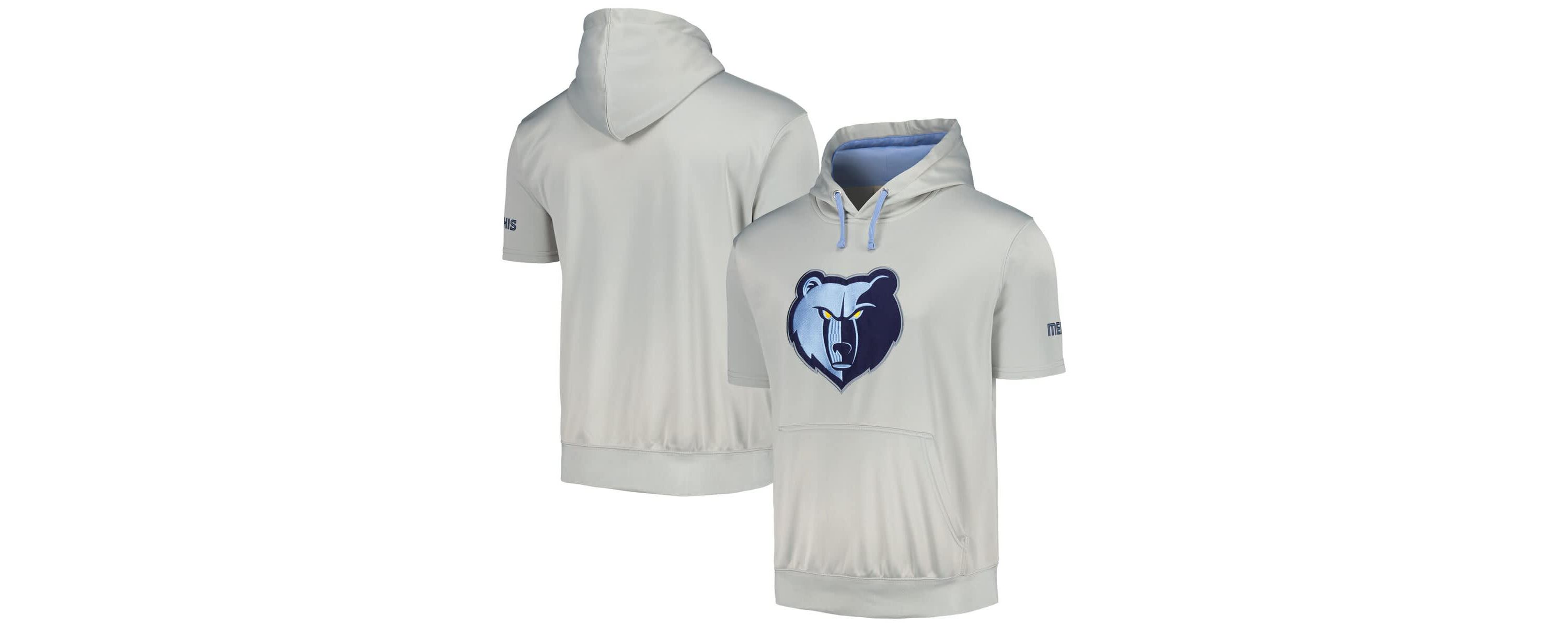 NBA Fanatics Silver/Light Memphis Grizzlies Short Sleeve Pullover Hoodie