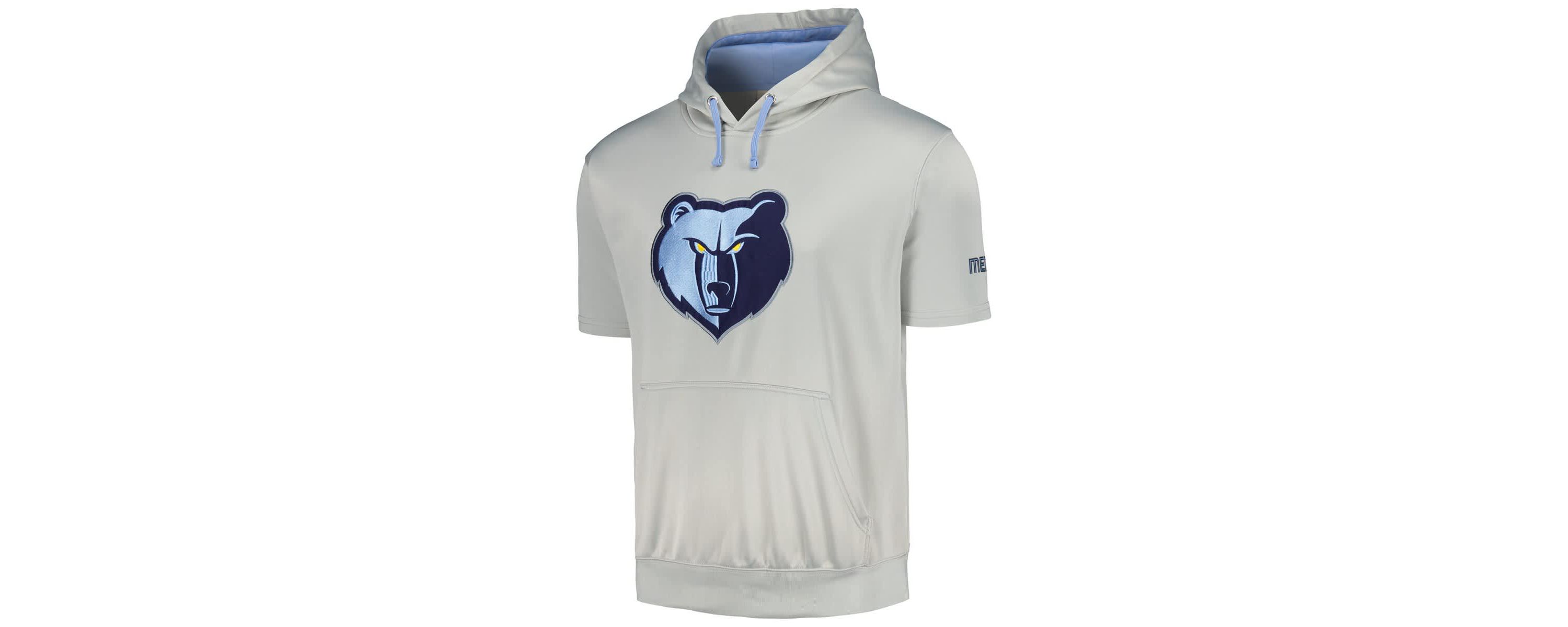 NBA Fanatics Silver/Light Memphis Grizzlies Short Sleeve Pullover Hoodie