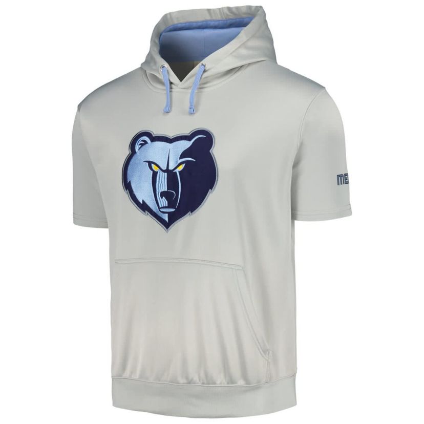 NBA Fanatics Silver/Light Memphis Grizzlies Short Sleeve Pullover Hoodie