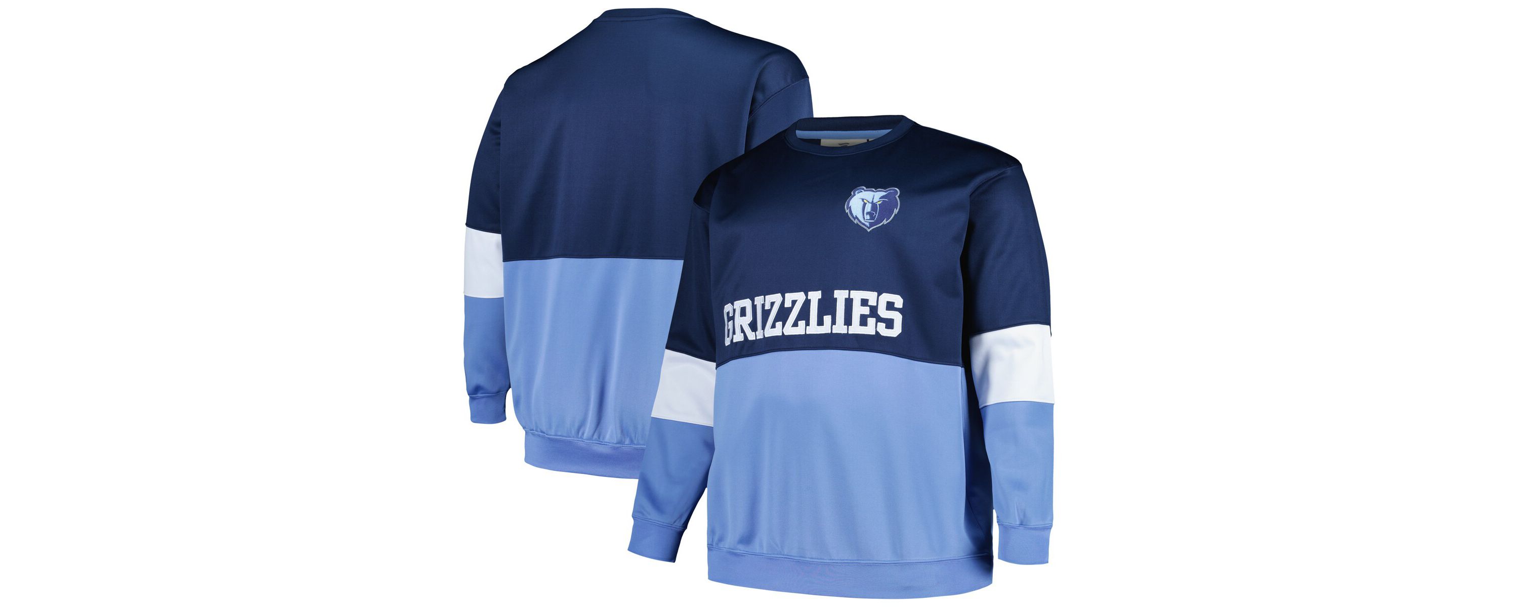 NBA Fanatics Navy/Light Memphis Grizzlies Big & Tall Split Pullover Sweatshirt