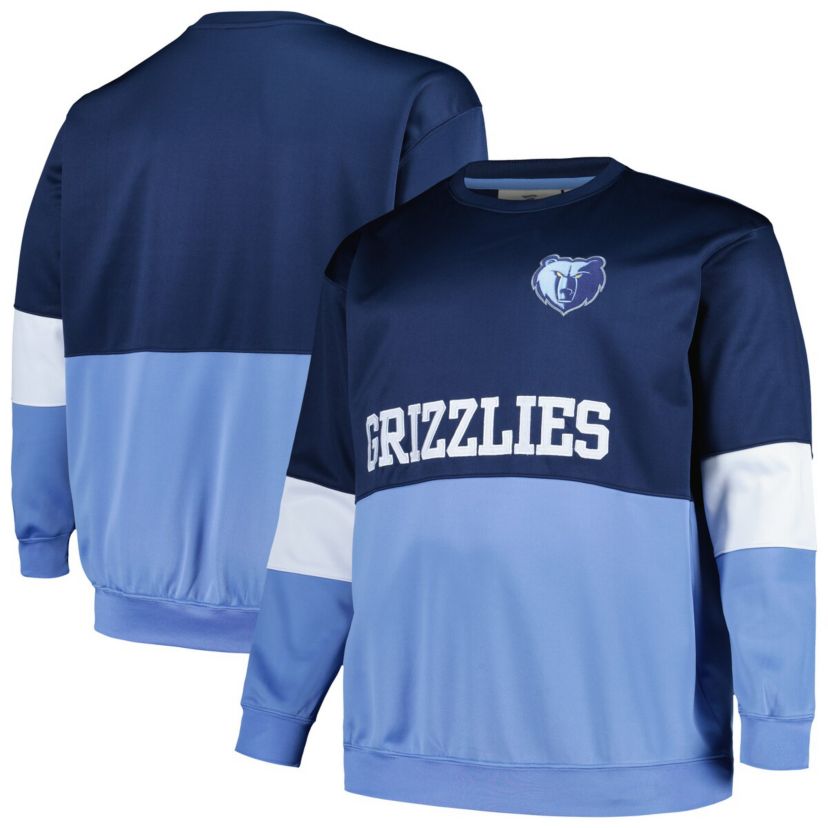 NBA Fanatics Navy/Light Memphis Grizzlies Big & Tall Split Pullover Sweatshirt