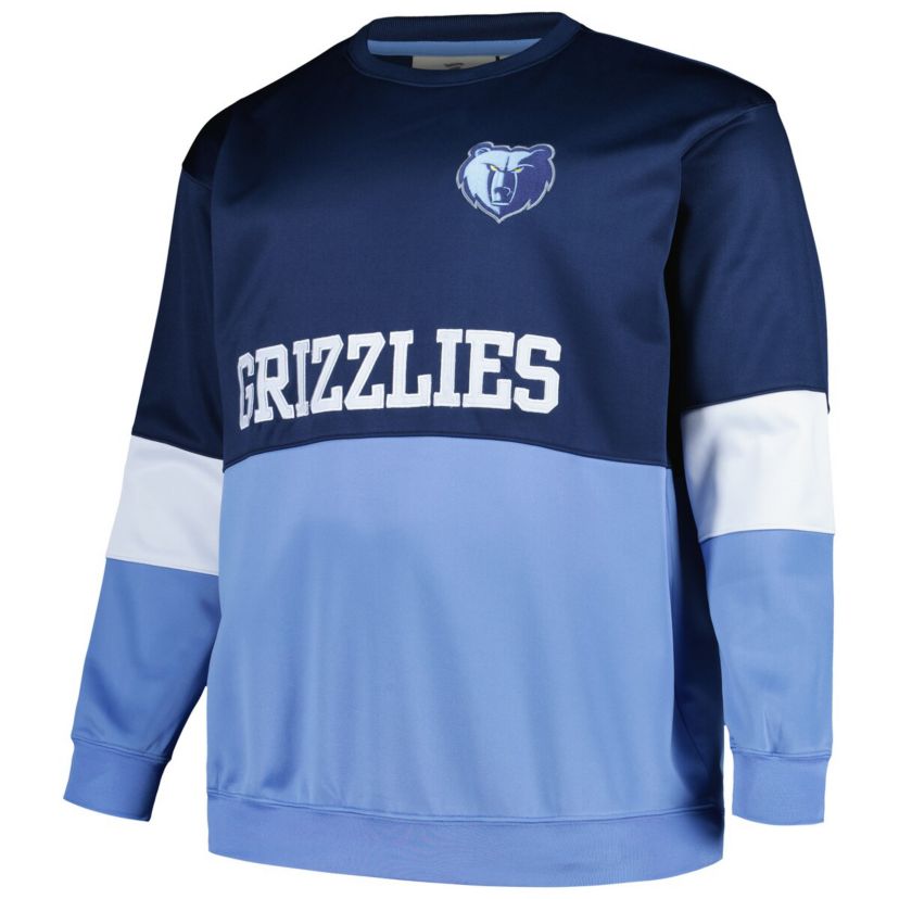 NBA Fanatics Navy/Light Memphis Grizzlies Big & Tall Split Pullover Sweatshirt