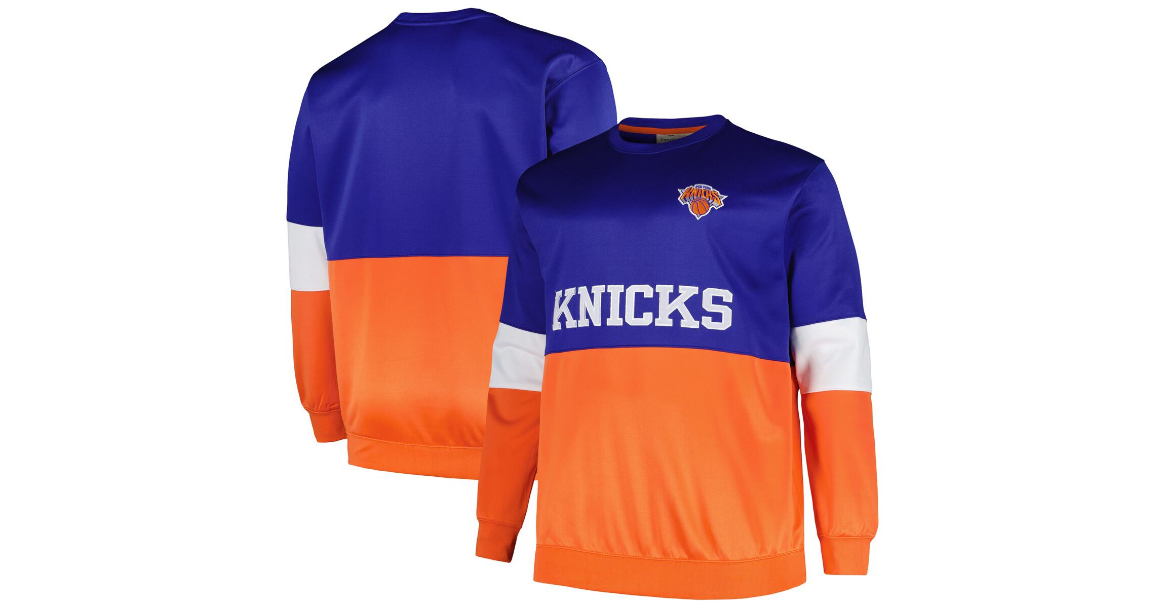 NBA Fanatics Blue/Orange New York Knicks Big & Tall Split Pullover Sweatshirt