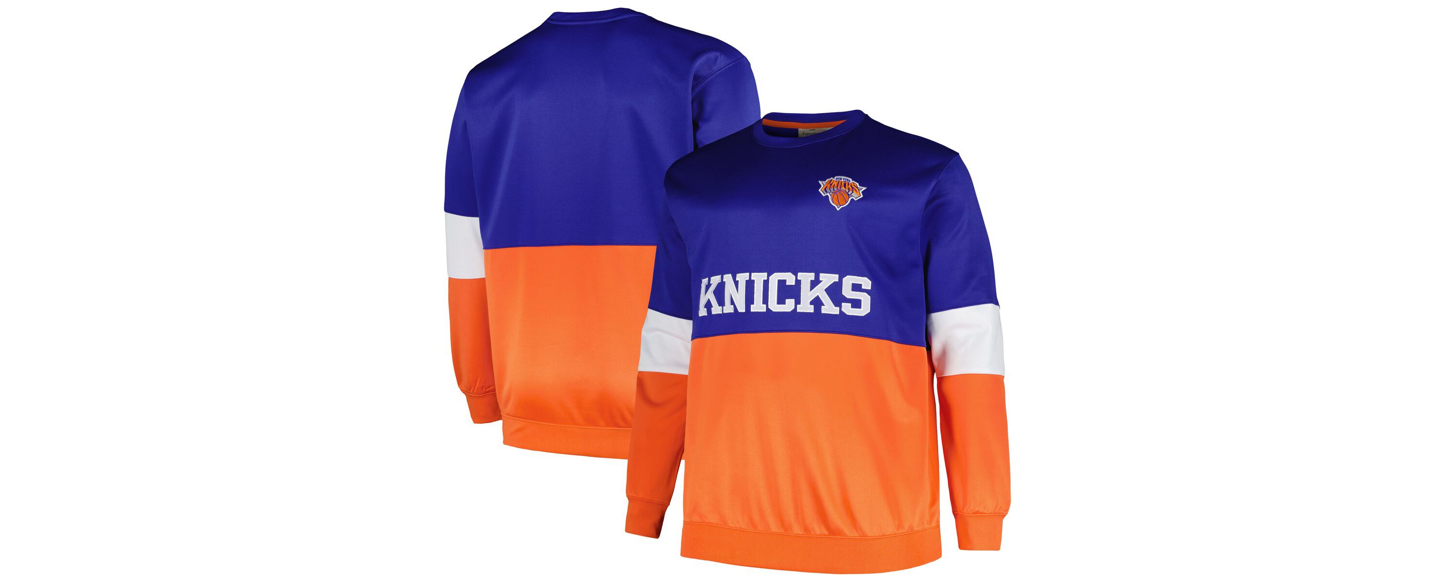 NBA Fanatics Blue/Orange New York Knicks Big & Tall Split Pullover Sweatshirt
