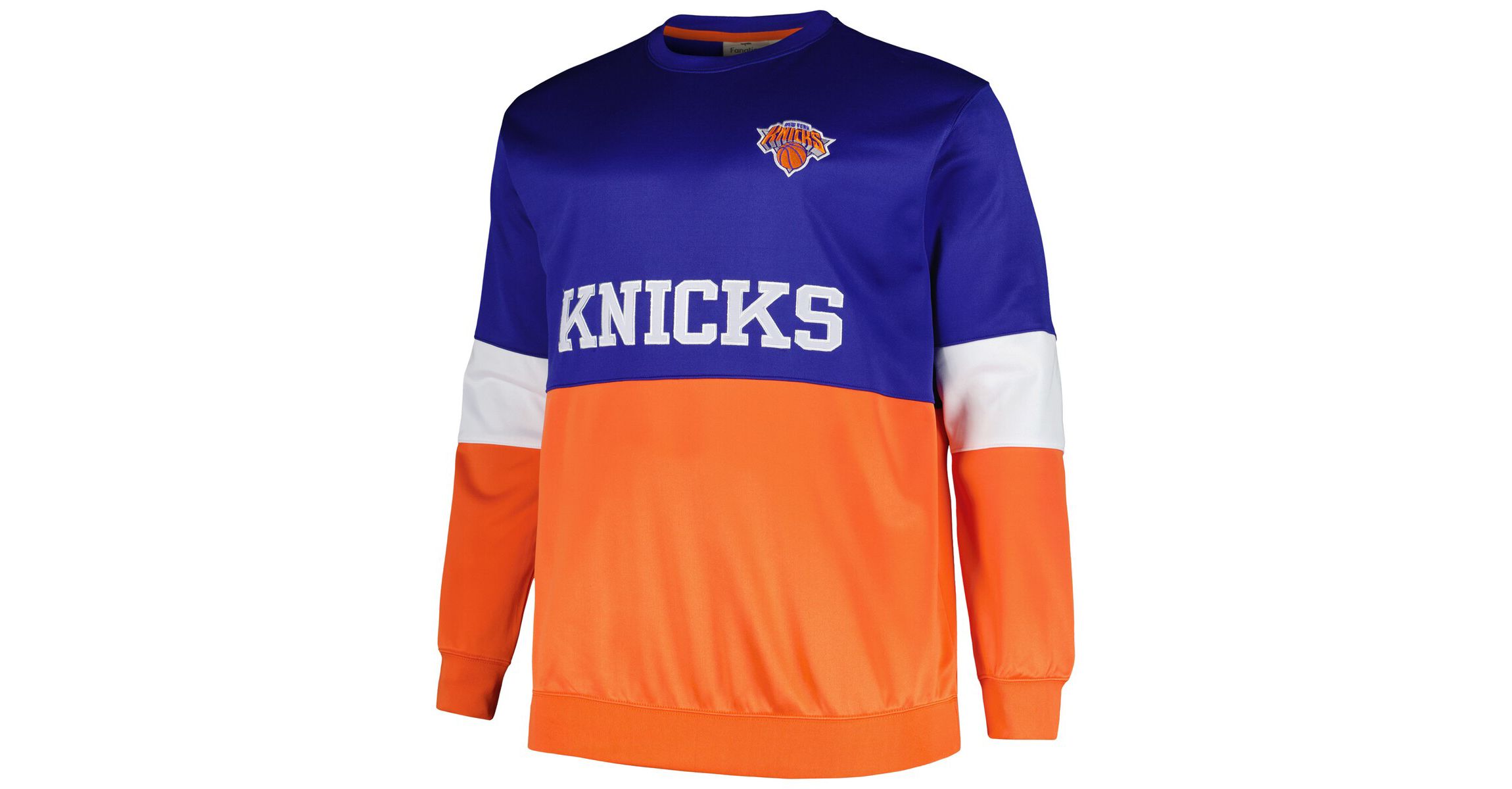 NBA Fanatics Blue/Orange New York Knicks Big & Tall Split Pullover Sweatshirt