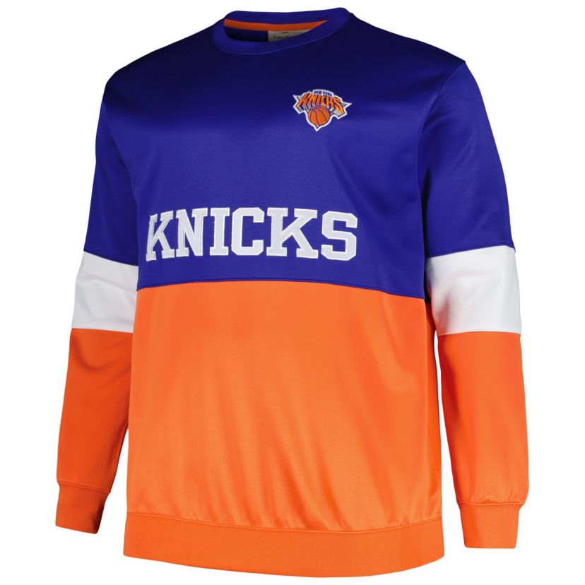 NBA Fanatics Blue/Orange New York Knicks Big & Tall Split Pullover Sweatshirt