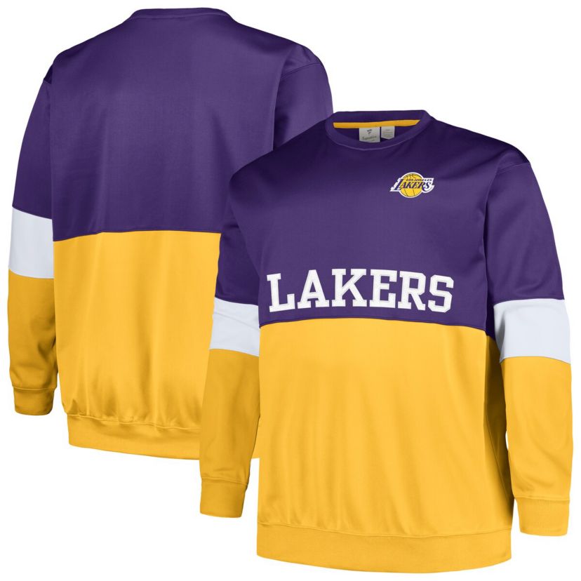 NBA Fanatics Los Angeles Lakers Big & Tall Split Pullover Sweatshirt