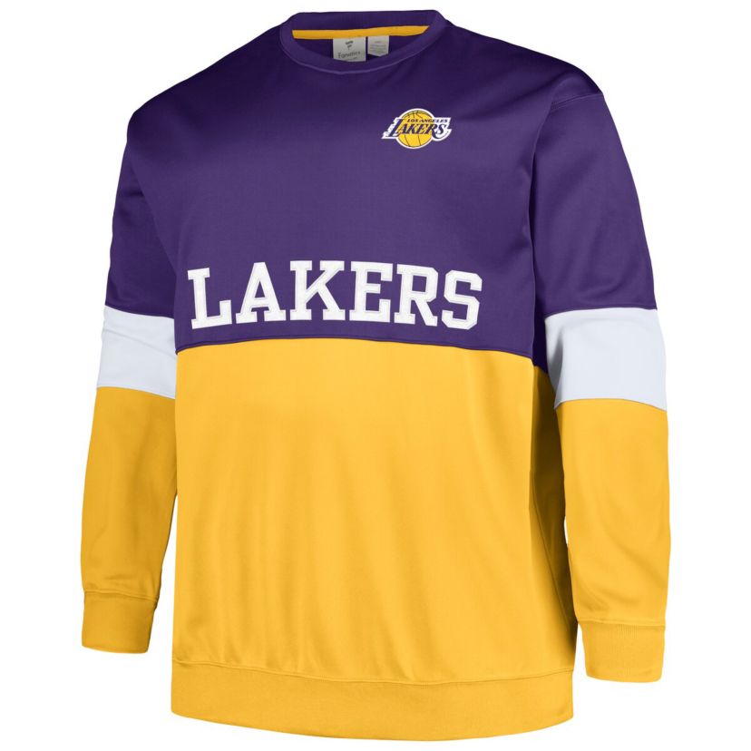 NBA Fanatics Los Angeles Lakers Big & Tall Split Pullover Sweatshirt