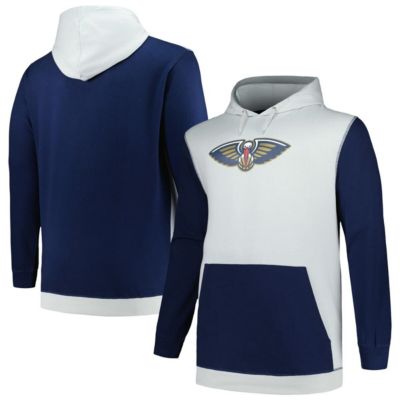 Men's NBA Fanatics Navy/Silver New Orleans Pelicans Big & Tall Primary Arctic Pullover Hoodie, Navy Blue, 2XL Big