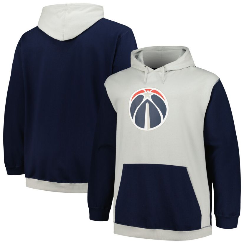 NBA Fanatics Navy/Silver Washington Wizards Big & Tall Primary Arctic Pullover Hoodie