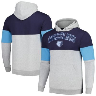 Men's NBA Fanatics Memphis Grizzlies Contrast Pieced Pullover Hoodie, Navy Blue, Large