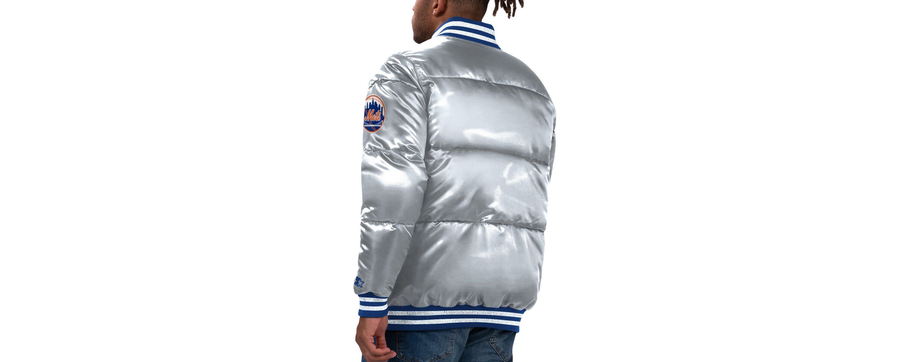 MLB New York Mets Bronx Satin Full-Snap Varsity Bomber Jacket