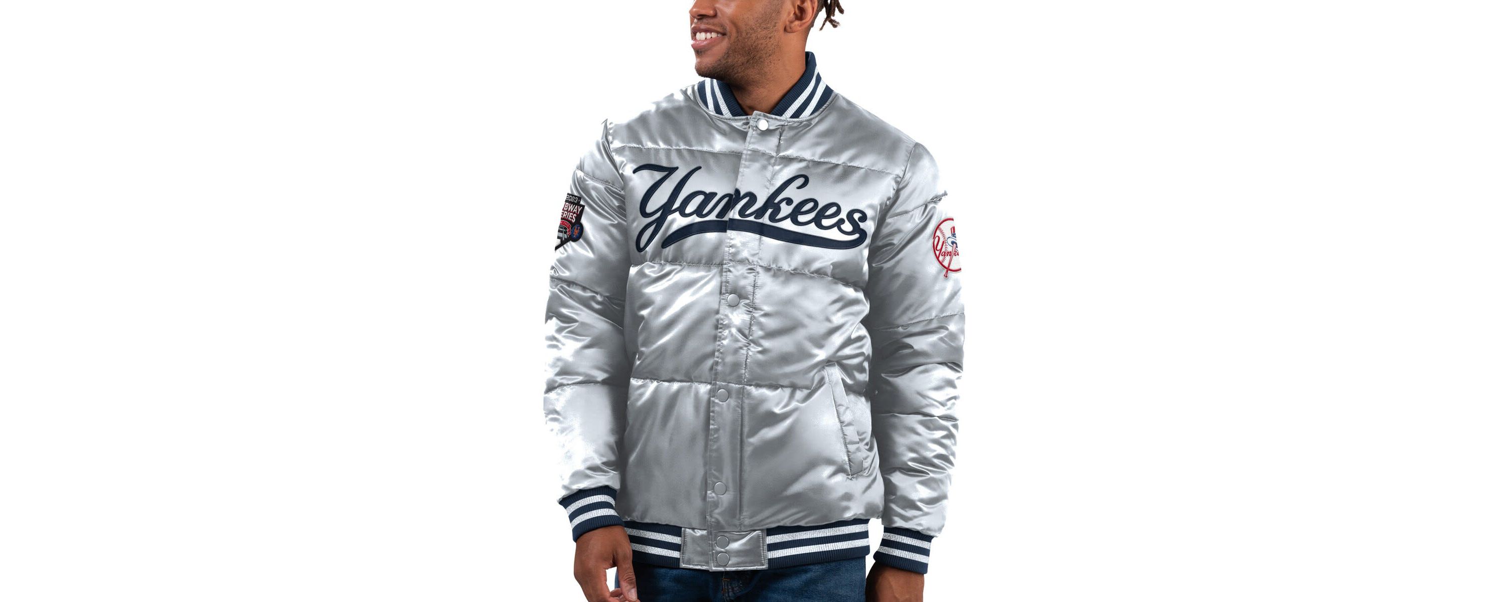 MLB New York Yankees Bronx Satin Full-Snap Varsity Bomber Jacket