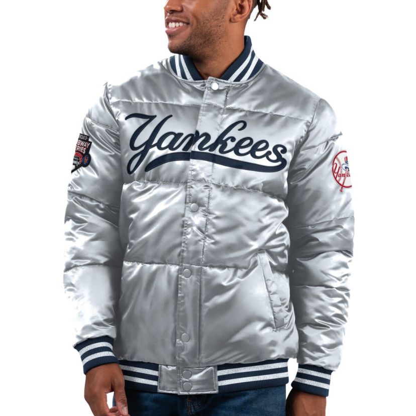 MLB New York Yankees Bronx Satin Full-Snap Varsity Bomber Jacket